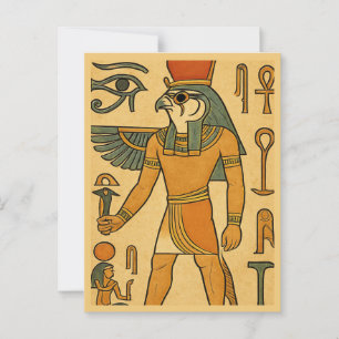 Horus Falcon God Ancienne carte postale égyptienne