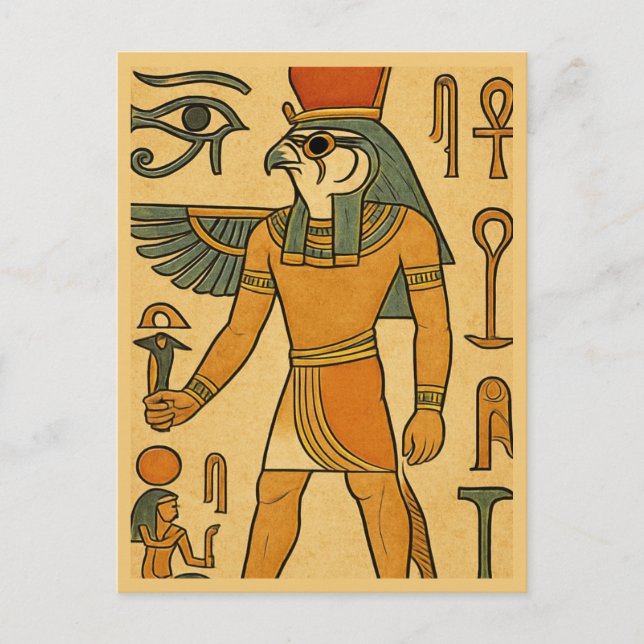 Horus Falcon God Ancienne carte postale égyptienne (Devant)