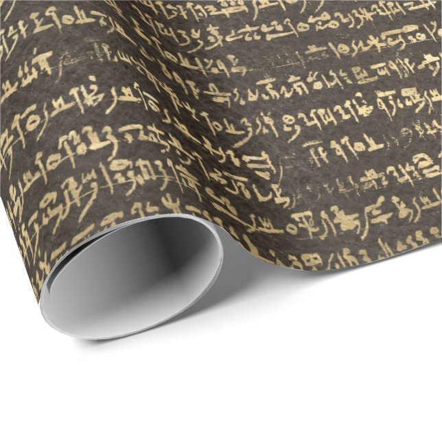 Horus Gold Egyptian Hieroglyphics Antique Script Wrapping Paper (Roll Corner)