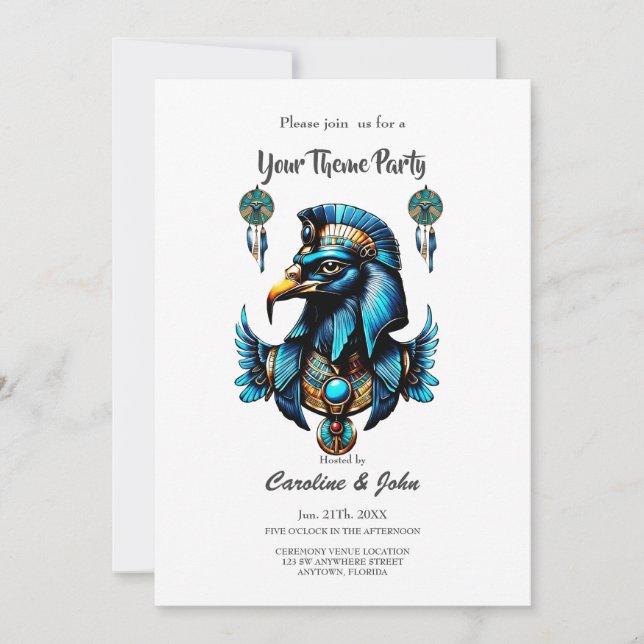 Horus the egyptian falcon god.  invitation (Front)