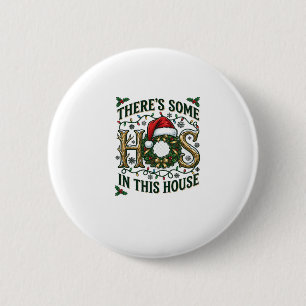 Hos House Christmas Wreath Santa Hat Lights 2 Inch Round Button