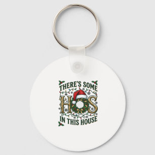 Hos House Christmas Wreath Santa Hat Lights Keychain