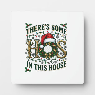 Hos House Christmas Wreath Santa Hat Lights Plaque