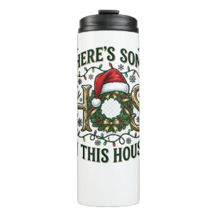 Hos House Christmas Wreath Santa Hat Lights Thermal Tumbler
