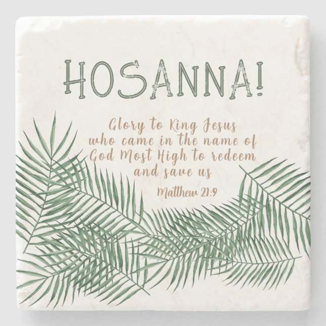 HOSANNA Elegant Easter Palm Sunday  Stone Coaster (Front)