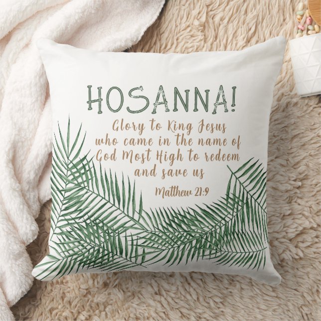 HOSANNA Palm Sunday Square Throw Pillow (Blanket)