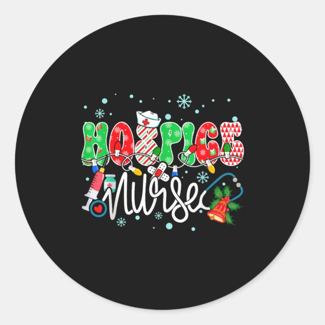 Hosce Nurse Funny Xmas Light Stethoscope Christmas Classic Round Sticker (Front)