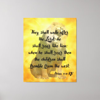 Hosea 11:10 Bible Verse Lion Canvas Wall Art