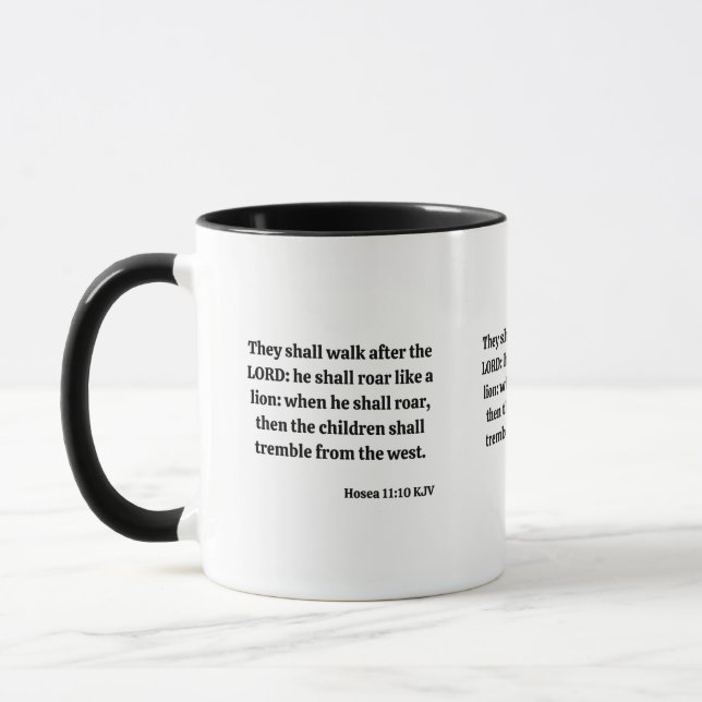 Hosea 11:10 KJV Bible Verse Two-Tone Mug (Left)