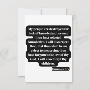 Hosea 4:6 Bible Scripture Carte de voeux