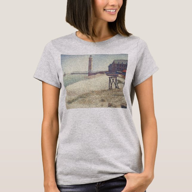 Hospice and Lighthouse, Honfleur by Georges Seurat T-Shirt (Front)