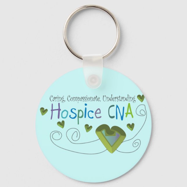 Hospice CNA Green Hearts Keychain (Front)