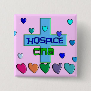 Hospice CNA Multi Hearts Design 2 Inch Square Button