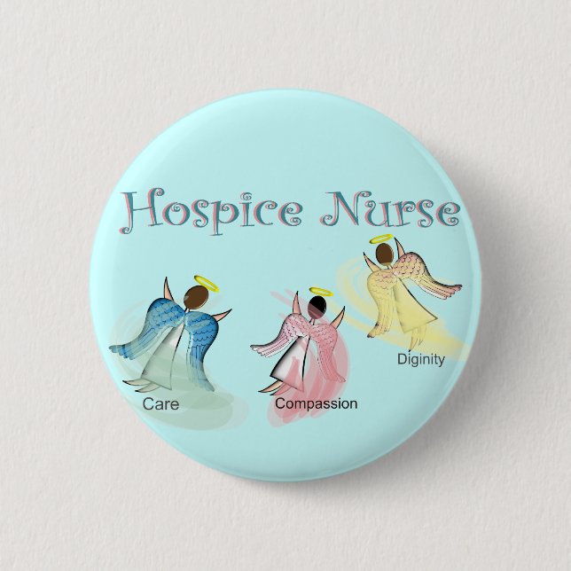 Hospice Nurse 3 Angels Design 2 Inch Round Button (Front)
