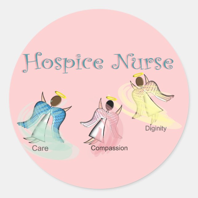 Hospice Nurse 3 Angels Design Classic Round Sticker (Front)