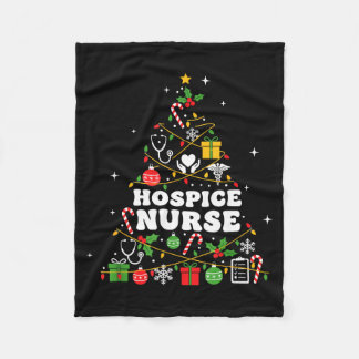 Hospice nurse christmas tree lights womens mens fleece blanket
