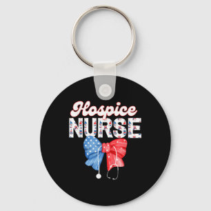 Hospice Nurse, Coquette Bow Stethoscope,4th Of Jul Keychain