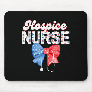 Hospice Nurse, Coquette Bow Stethoscope,4th Of Jul Mouse Pad