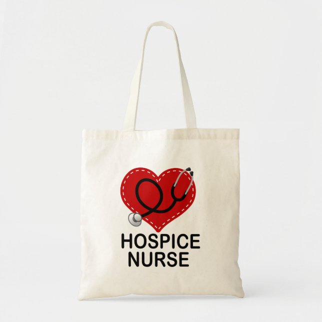 Hospice Nurse Heart Stethoscope Tote Bag (Front)