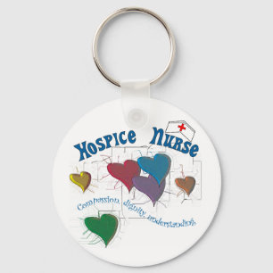 Hospice Nurse Multi Coloured Hearts Keychain
