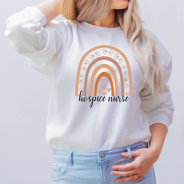 Hospice Nurse Script Rainbow   Sweatshirt (Creator Uploaded)