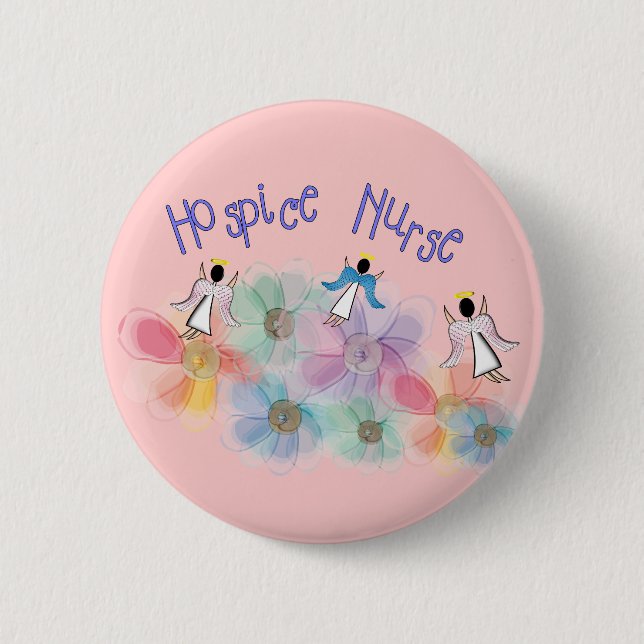 Hospice Nurse WHISPY Angels Design 2 Inch Round Button (Front)