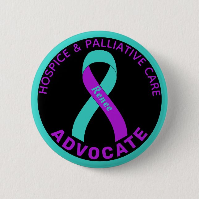 Hospice & Palliative Care Ribbon Black Button (Front)