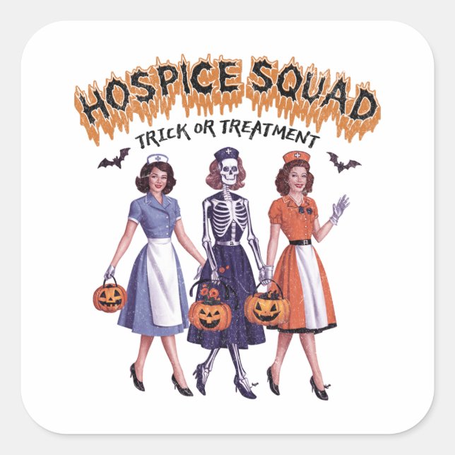 Hospice Squad Halloween For Nurse Square Sticker (Front)