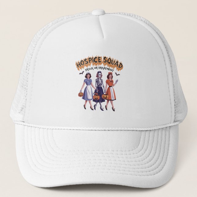 Hospice Squad Halloween For Nurse Trucker Hat (Front)