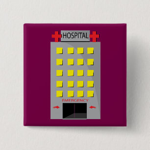 Hospital Building Emergency Entrance 2 Inch Square Button