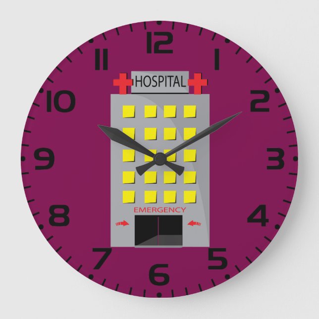 Hospital Building Emergency Entrance Large Clock (Front)