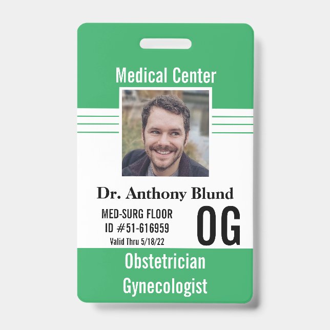 Hospital Doctor identification Photo Name Bar Code Badge (Front)