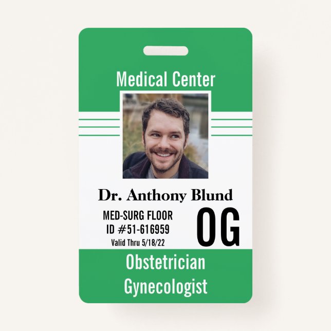 Hospital Doctor identification Photo Name Bar Code Badge (Front)