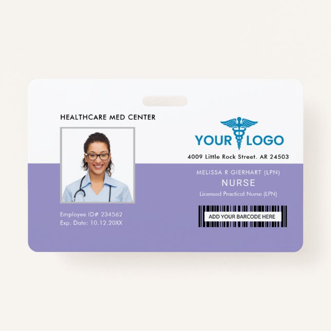 Hospital Employee Business Logo and Photo ID Badge (Front)