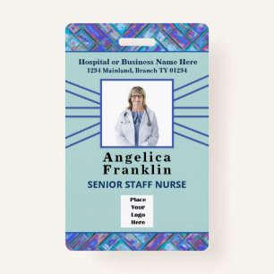Hospital Employee Nurse Photo Bar Code Logo Custom Badge