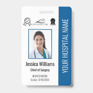 Hospital Employee Photo Certification Blue ID Badge