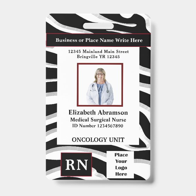 Hospital Employee Photo ID Card Logo Personalize Badge (Front)