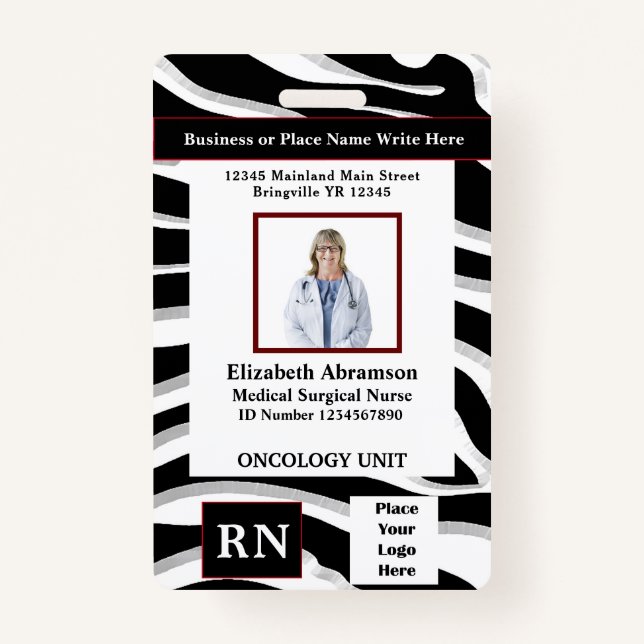 Hospital Employee Photo ID Card Logo Personalize Badge (Front)