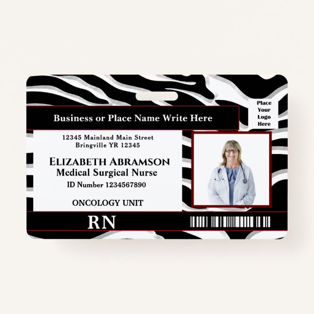 Hospital Employee Photo Logo ID Card Personalize Badge (Front)