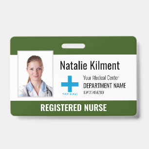 Hospital Employee Photo Name Logo Forest Green Badge