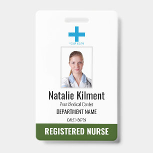 Hospital Employee Photo Name Logo Forest Green Badge