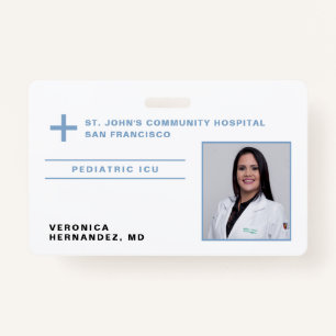 Hospital Light Blue Medical Doctor Logo Photo ID Badge