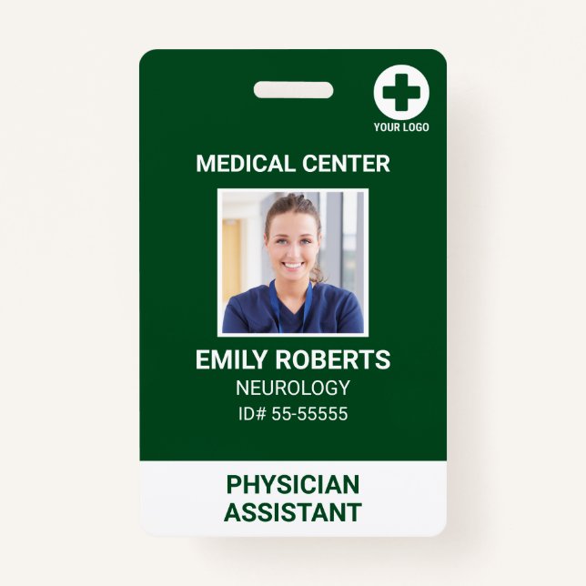 Hospital Medical Employee - Doctor Nurse Photo ID  Badge (Front)