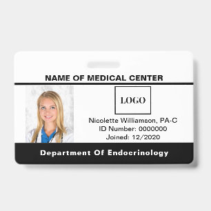 Hospital Medical Employee Logo Photo Barcode ID Badge