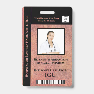 Hospital Medical Intensive Care ICU Employee Photo Badge