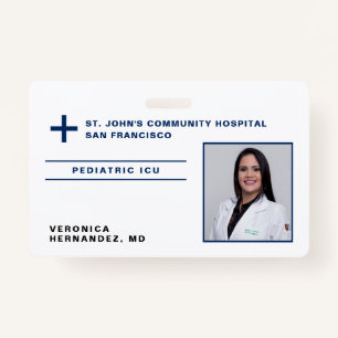 Hospital Navy Blue Medical Doctor Logo Photo ID Badge