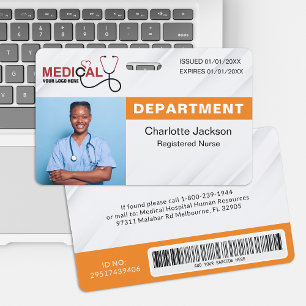 Hospital Photo ID Badge with Barcode