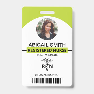 Hospital RN employee caduceus lime photo template Badge