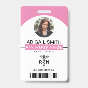 Hospital RN employee caduceus pink photo template Badge