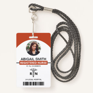 Hospital RN employee caduceus terracotta photo  Badge